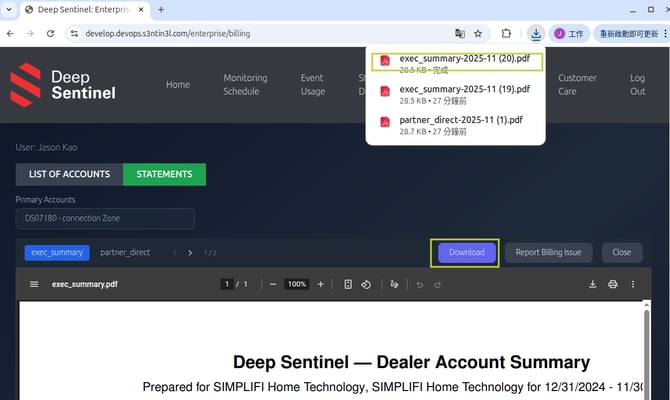 5 - Download Dealer Account Summary